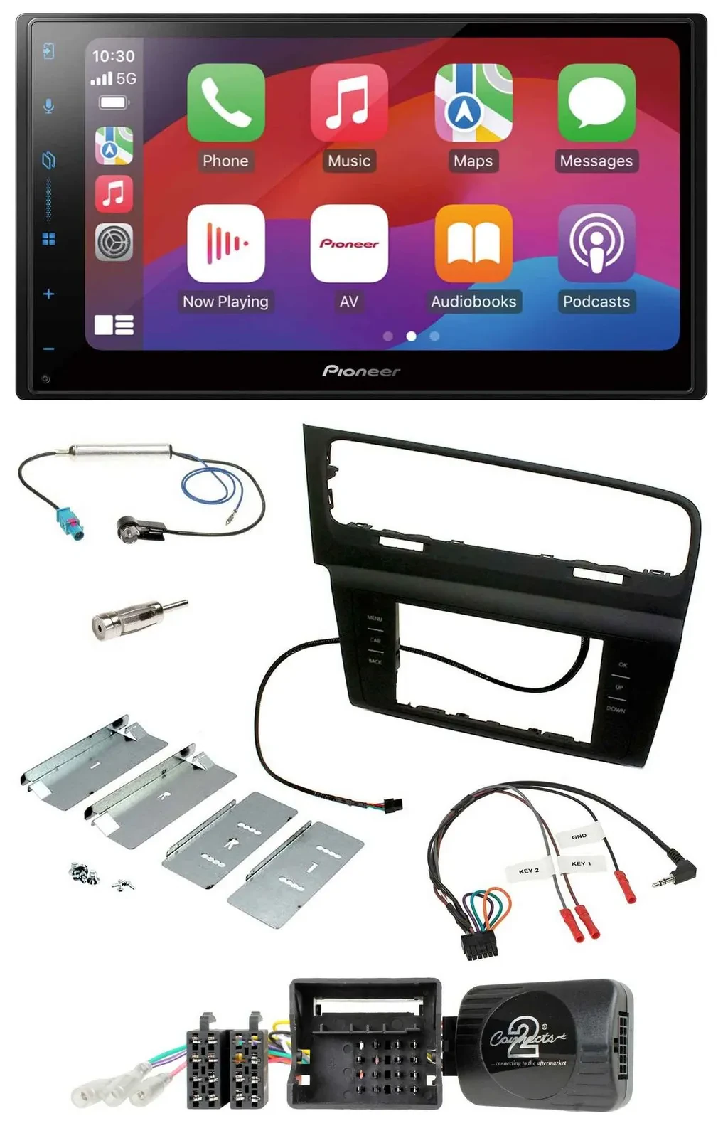 Pioneer DAB USB Lenkrad Bluetooth 2DIN Autoradio für VW Golf VII ab 2012