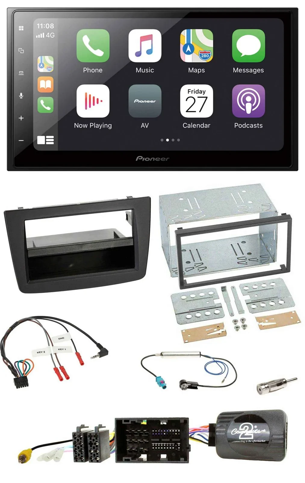 Автомагнитола Pioneer 2DIN, Bluetooth, DAB, USB, для Alfa Romeo Mito 2014–2018, черная