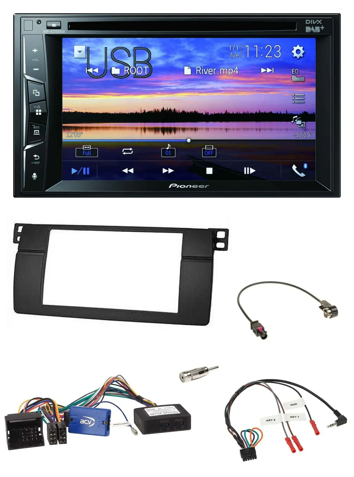 Pioneer Bluetooth 2DIN USB DVD DAB Lenkrad Autoradio für BMW 3er 2002-2006 E46 s