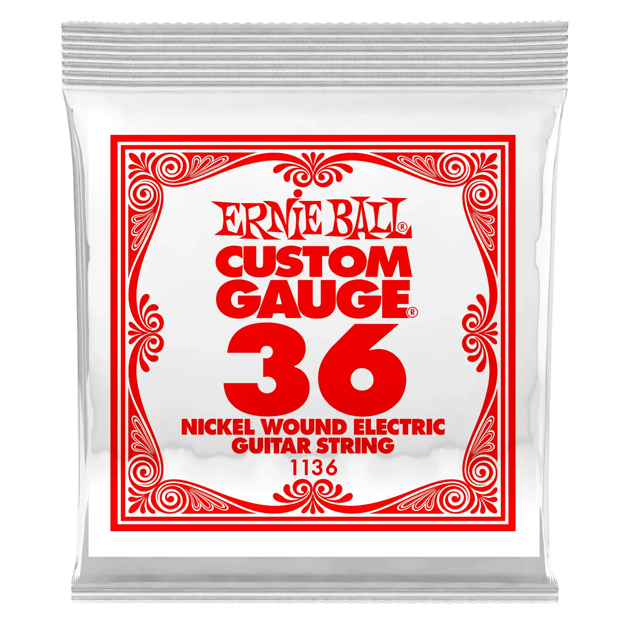 Струна для электрогитары Ernie Ball P01136 Custom gauge, сталь никелированная, калибр 36