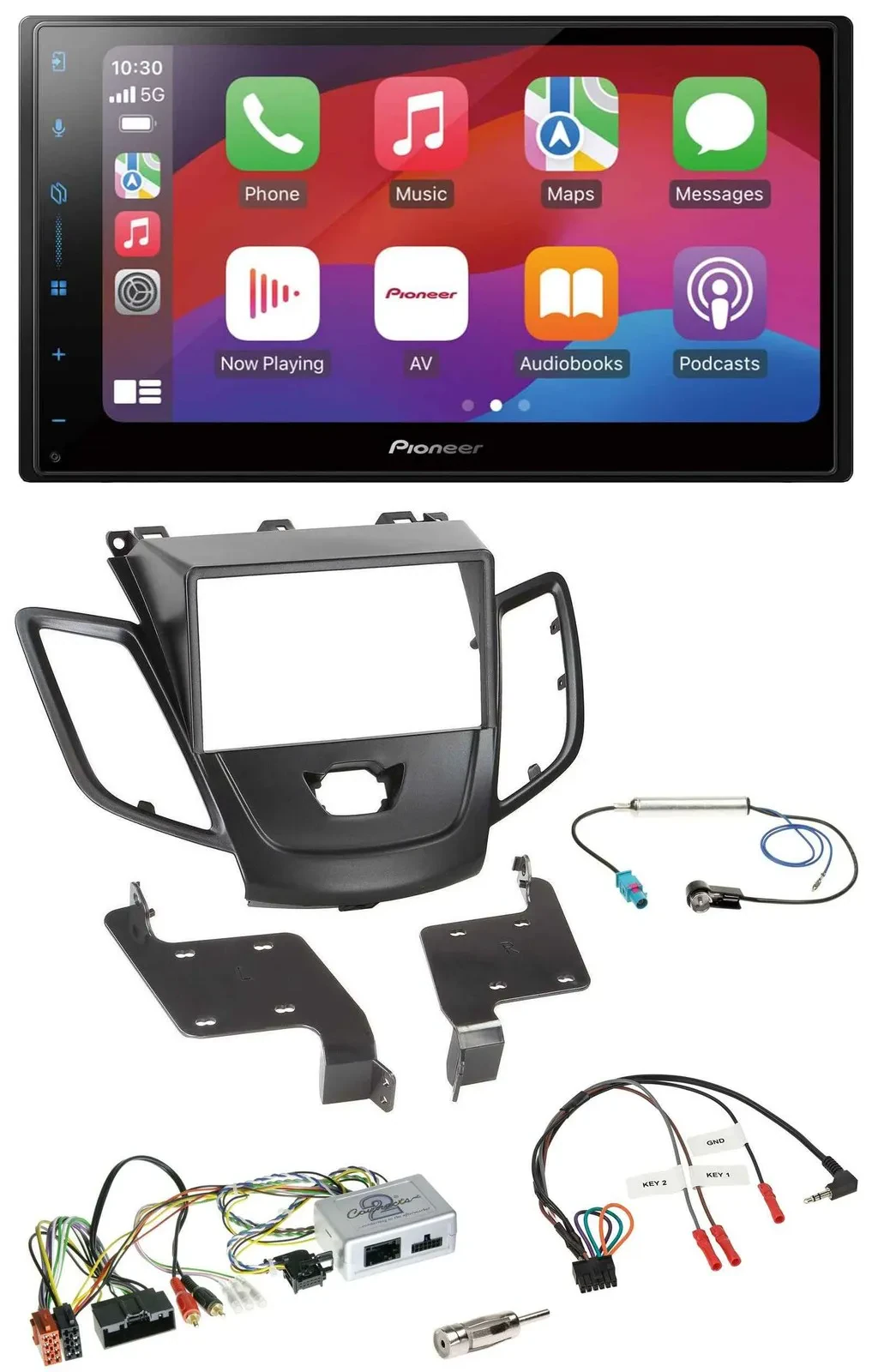 Pioneer DAB USB Lenkrad Bluetooth 2DIN Autoradio für Ford Fiesta 10-17 schwarz