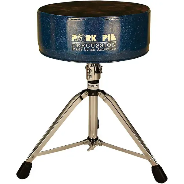 Стул для барабанщика Pork Pie Round Throne with Black Crush Top Blue Sparkle