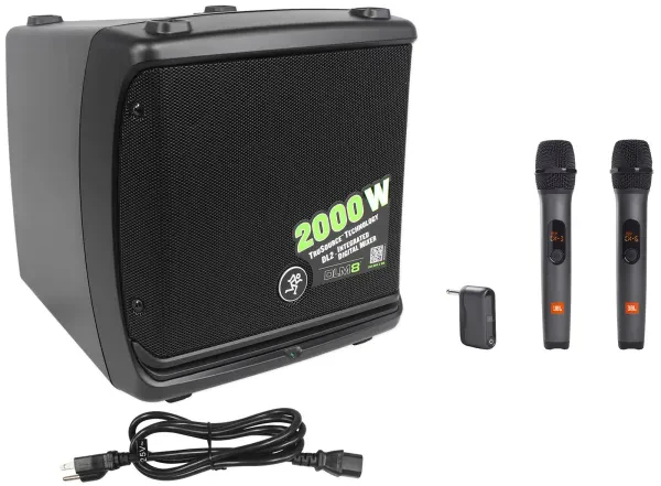 Mackie DLM8 2000W 8" Class D Powered Active DJ PA Speaker+(2) JBL Wireless Mics