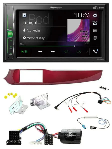 Pioneer 2DIN Lenkrad DAB USB Bluetooth Autoradio für Alfa Giulietta rot 940 2010