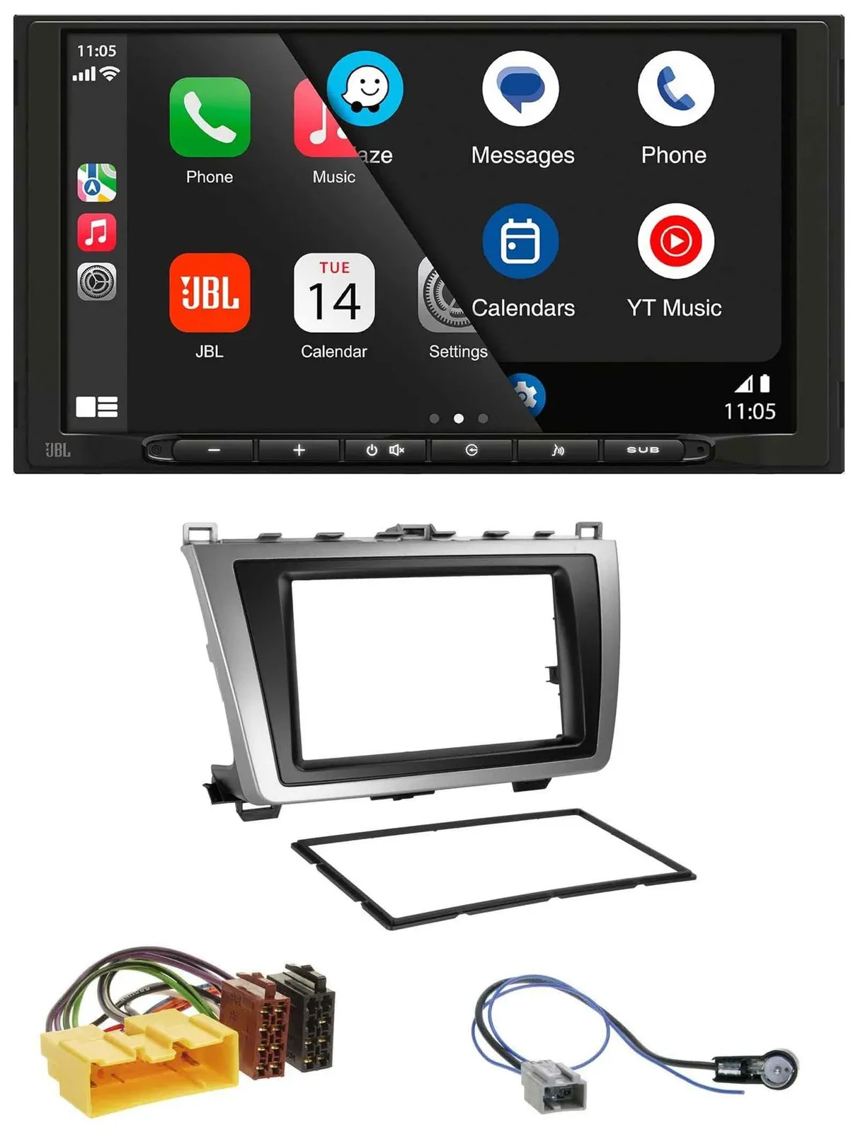 JBL MP3 DAB Bluetooth USB 2DIN Autoradio für Mazda 6 08-12 schwarz-silber