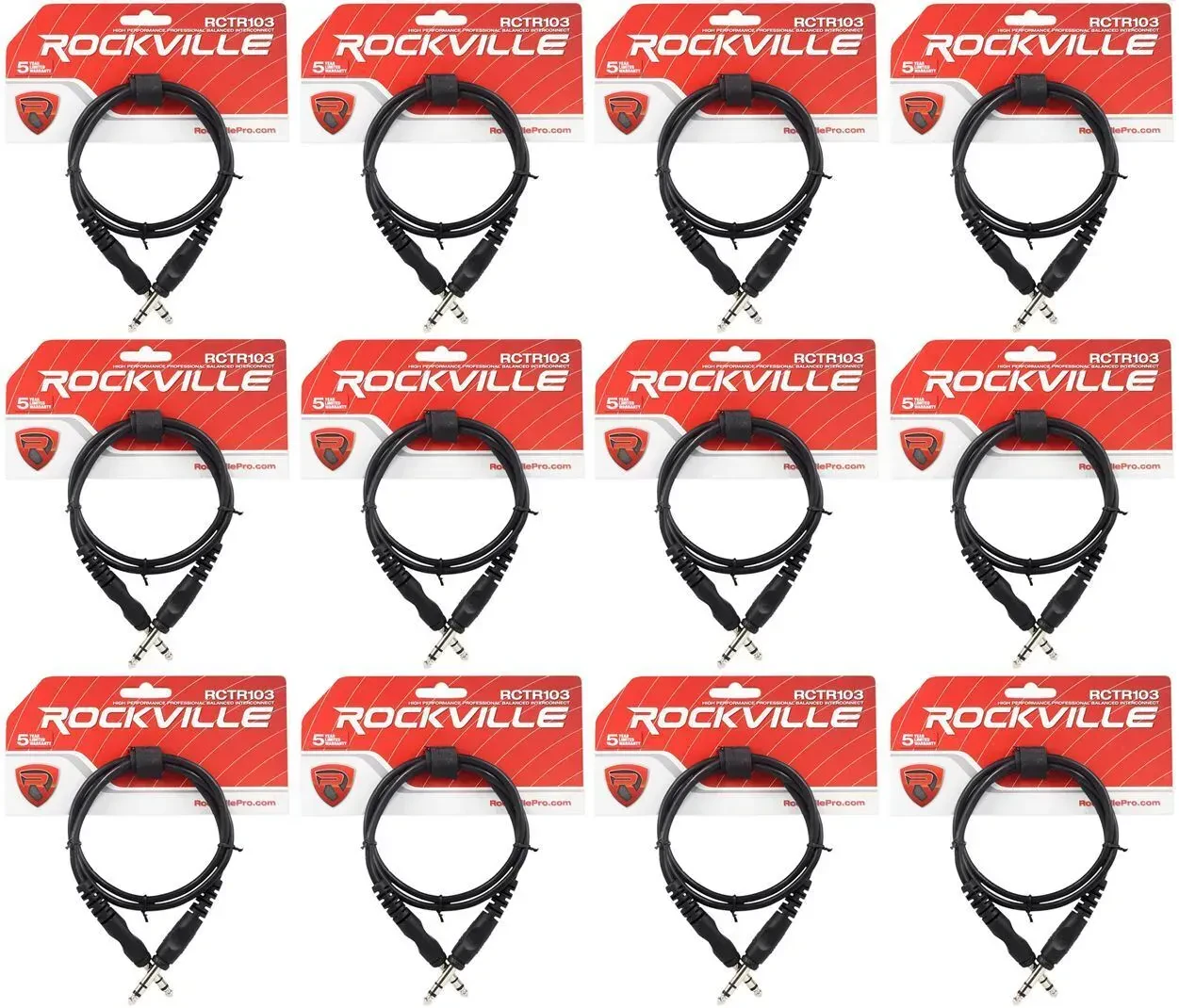 Коммутационный кабель Rockville RCTR103B Black 0.9 м (12 штук)