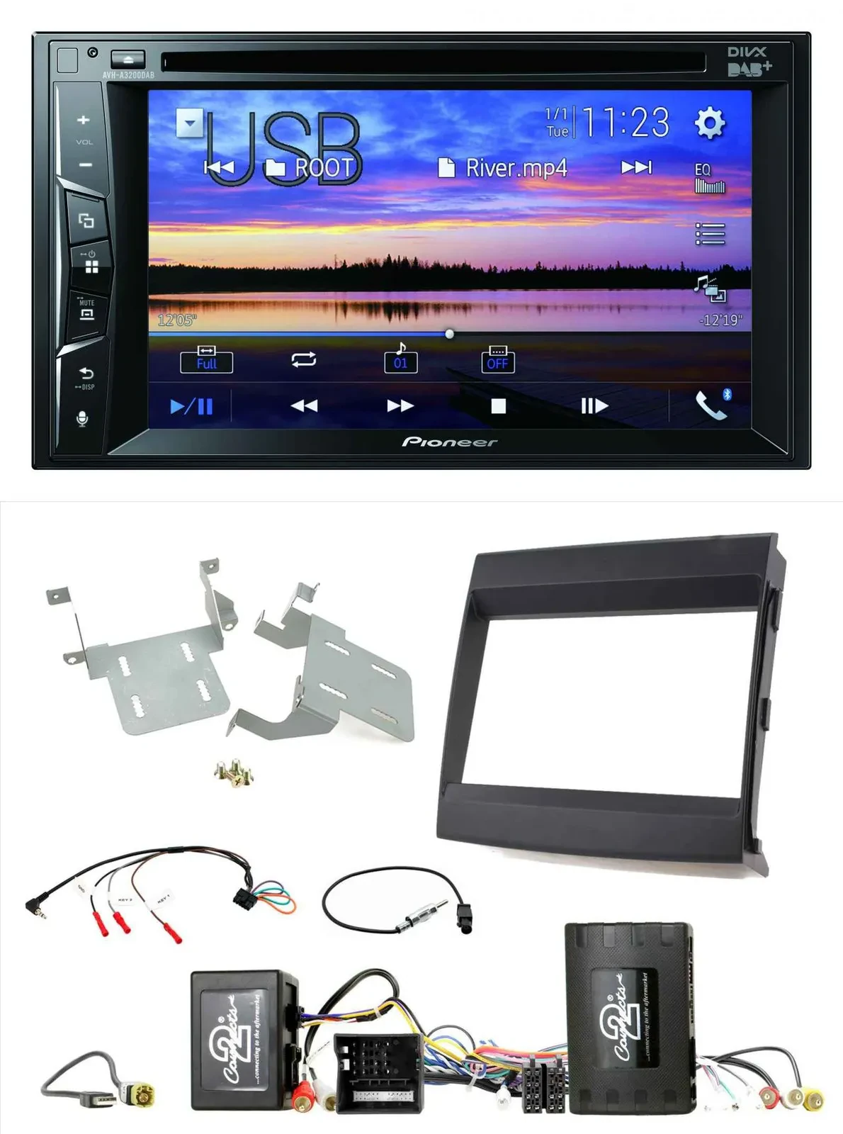 Pioneer Bluetooth 2DIN USB DVD DAB Lenkrad Autoradio für Porsche Cayenne Soundsy