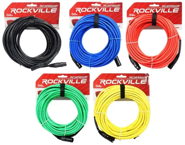 Микрофонный кабель Rockville RCXFM50P Multicolor 15.25 м (5 штук)