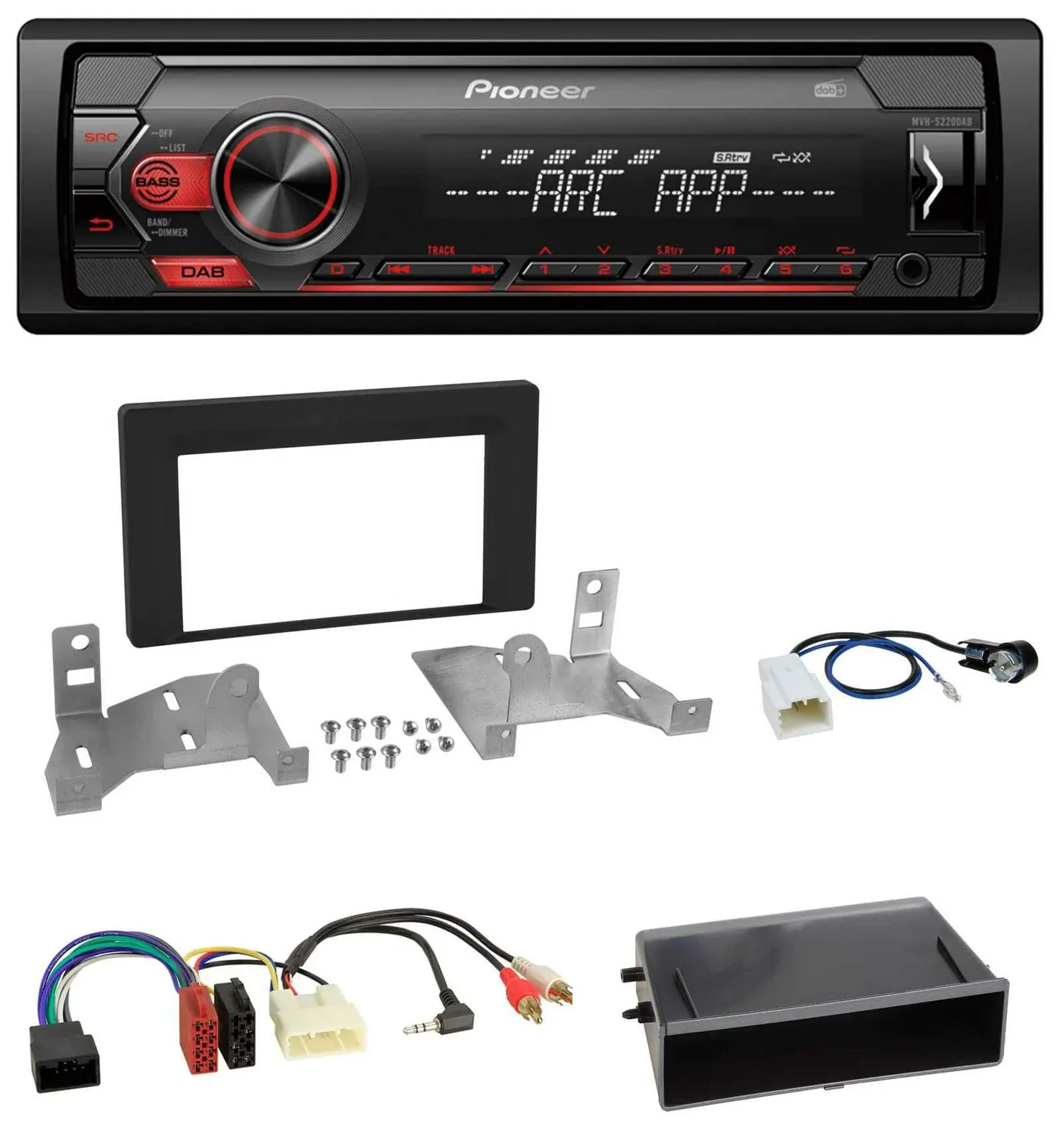 Автомагнитола для Toyota Aygo AB7 (с 2022) Pioneer 1-DIN, DAB, MP3, AUX, USB, матовый чёрный