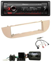 Автомагнитола для Fiat 500 Pioneer USB, DAB, Bluetooth, перламутрово-серый/бежевый