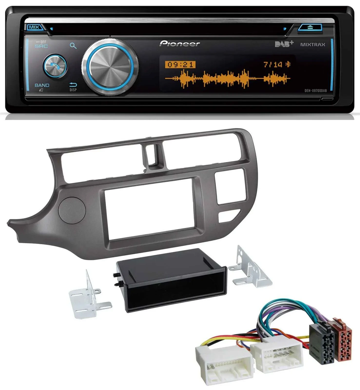Автомагнитола Pioneer MP3 DAB USB CD Bluetooth для Kia Rio UB (2011–2014), цвет антрацит