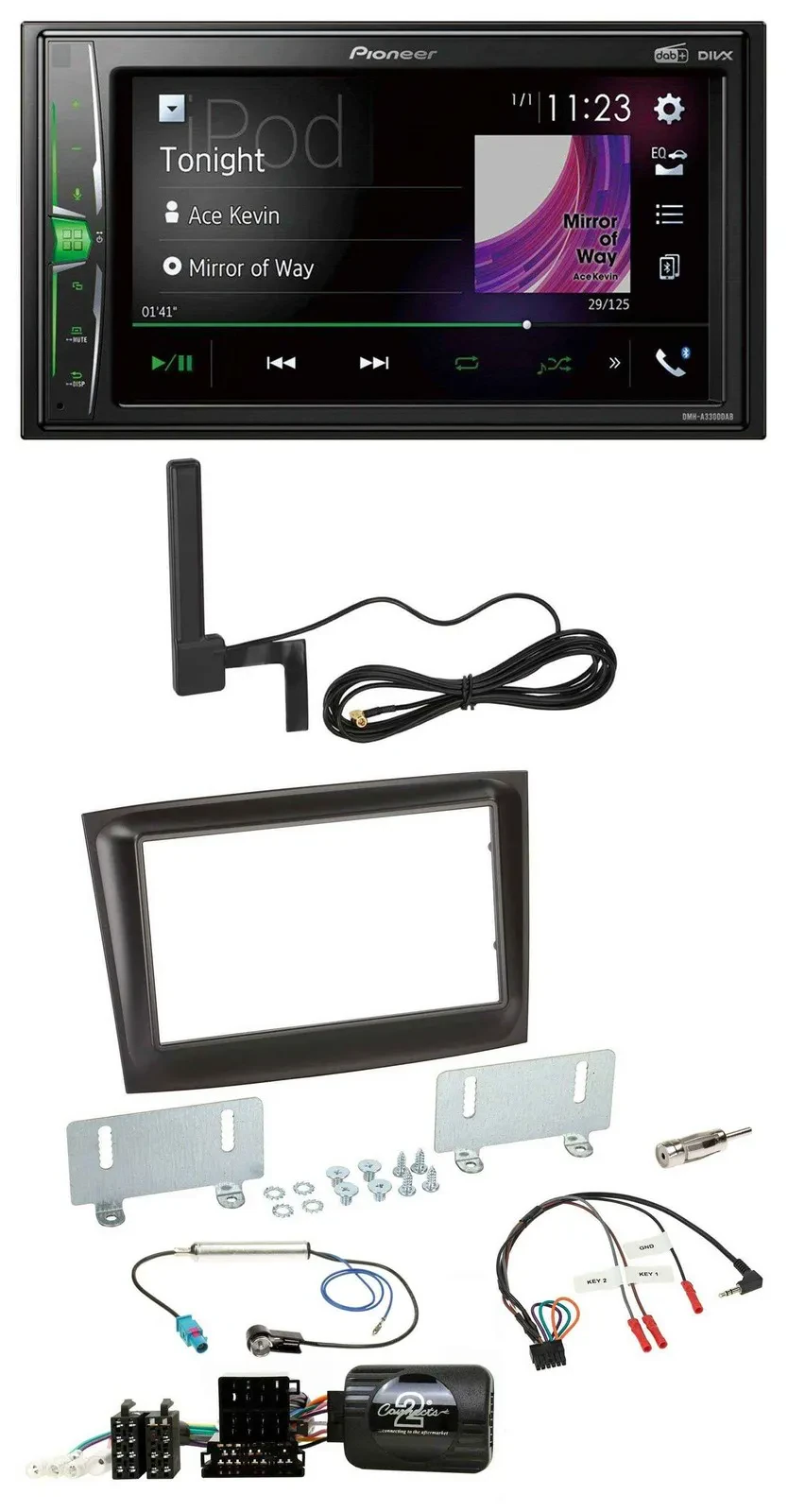 Pioneer MP3 DAB Lenkrad 2DIN Bluetooth Autoradio für Fiat Doblo ISO Can-Bus ab 1