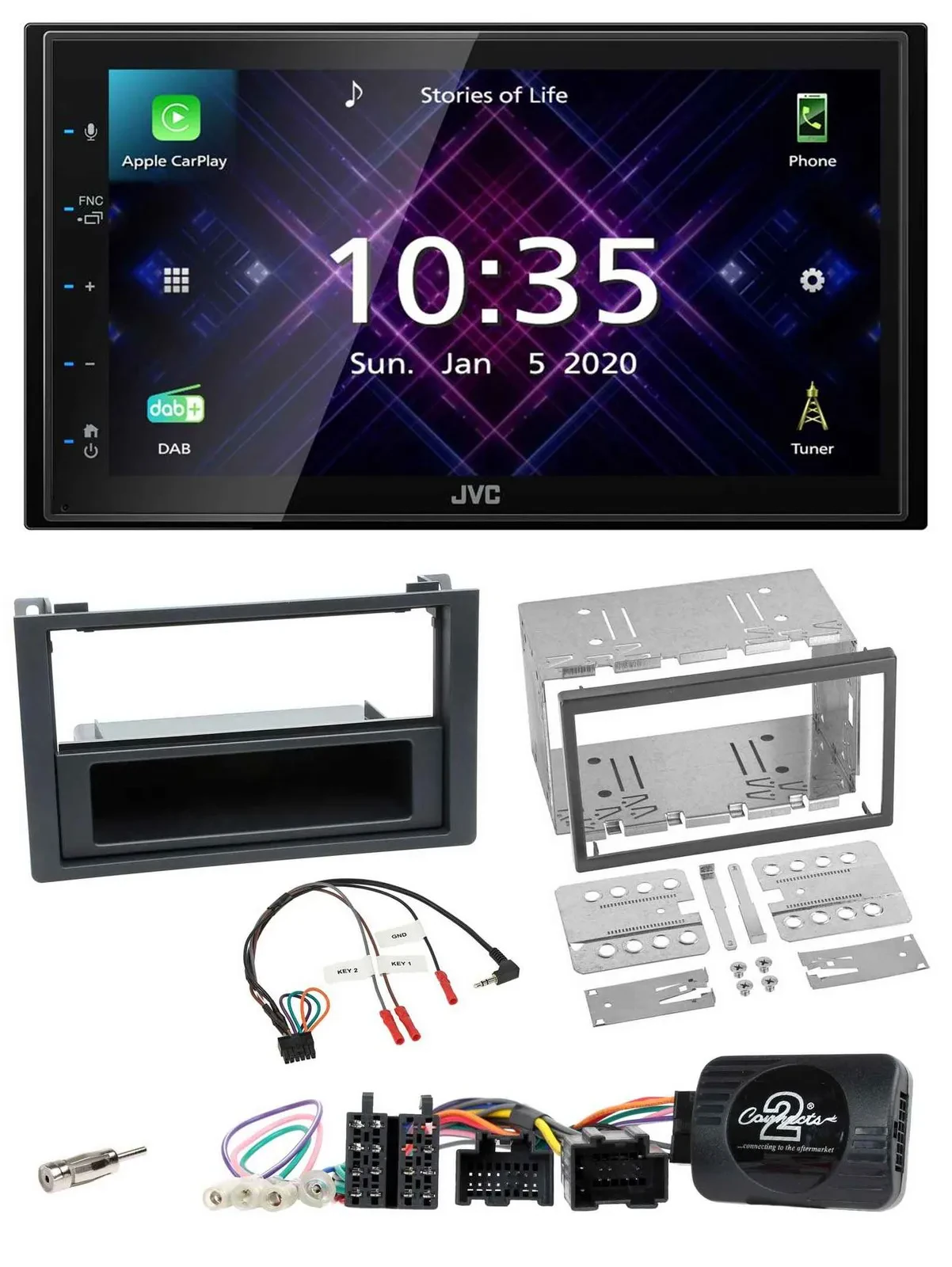 JVC DAB 2DIN Lenkrad Bluetooth USB Autoradio für Saab 9-3 2008-2012