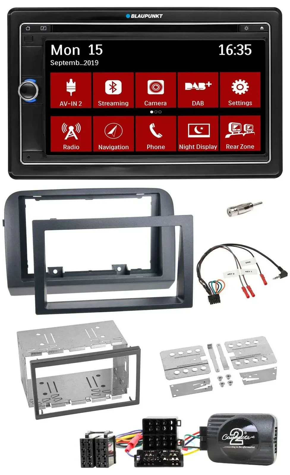 Blaupunkt TMC USB Lenkrad Bluetooth DAB 2DIN Navigation für Fiat Croma 2005-2010