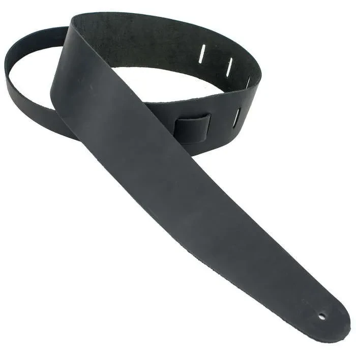 Henry Heller 2.5 inch Wide Premium Amalfi Leather Adjustable Guitar Strap, Black
