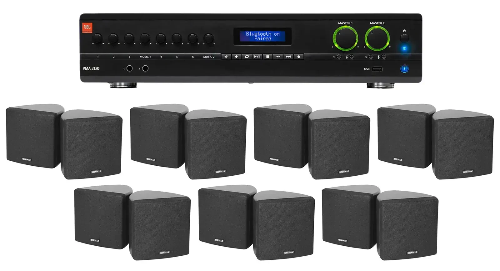 Настенная акустика JBL Cube 70v Black с усилителем (14 штук)