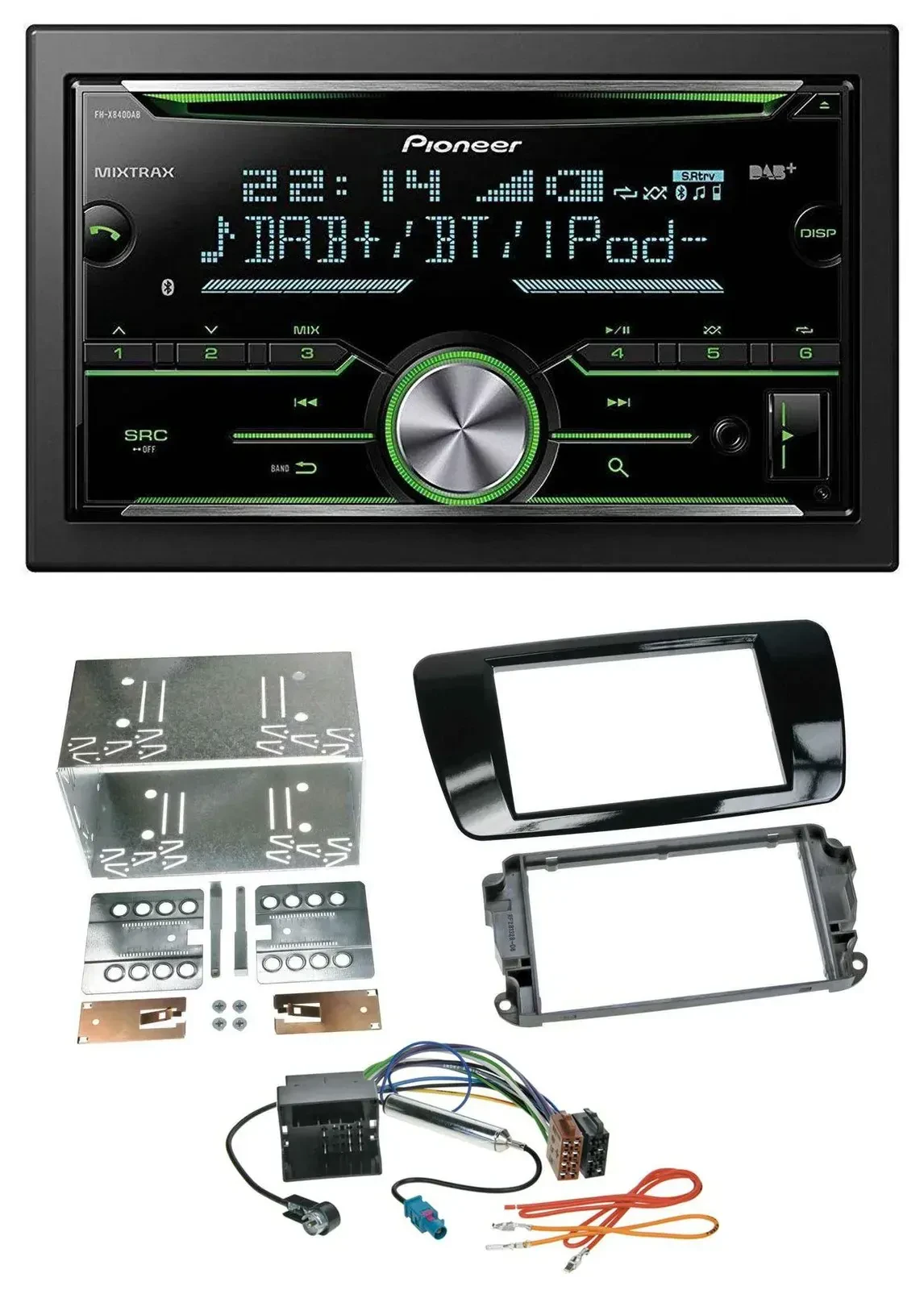Автомагнитола для Seat Ibiza (с 2008) Pioneer 2-DIN Bluetooth DAB USB CD черный глянец