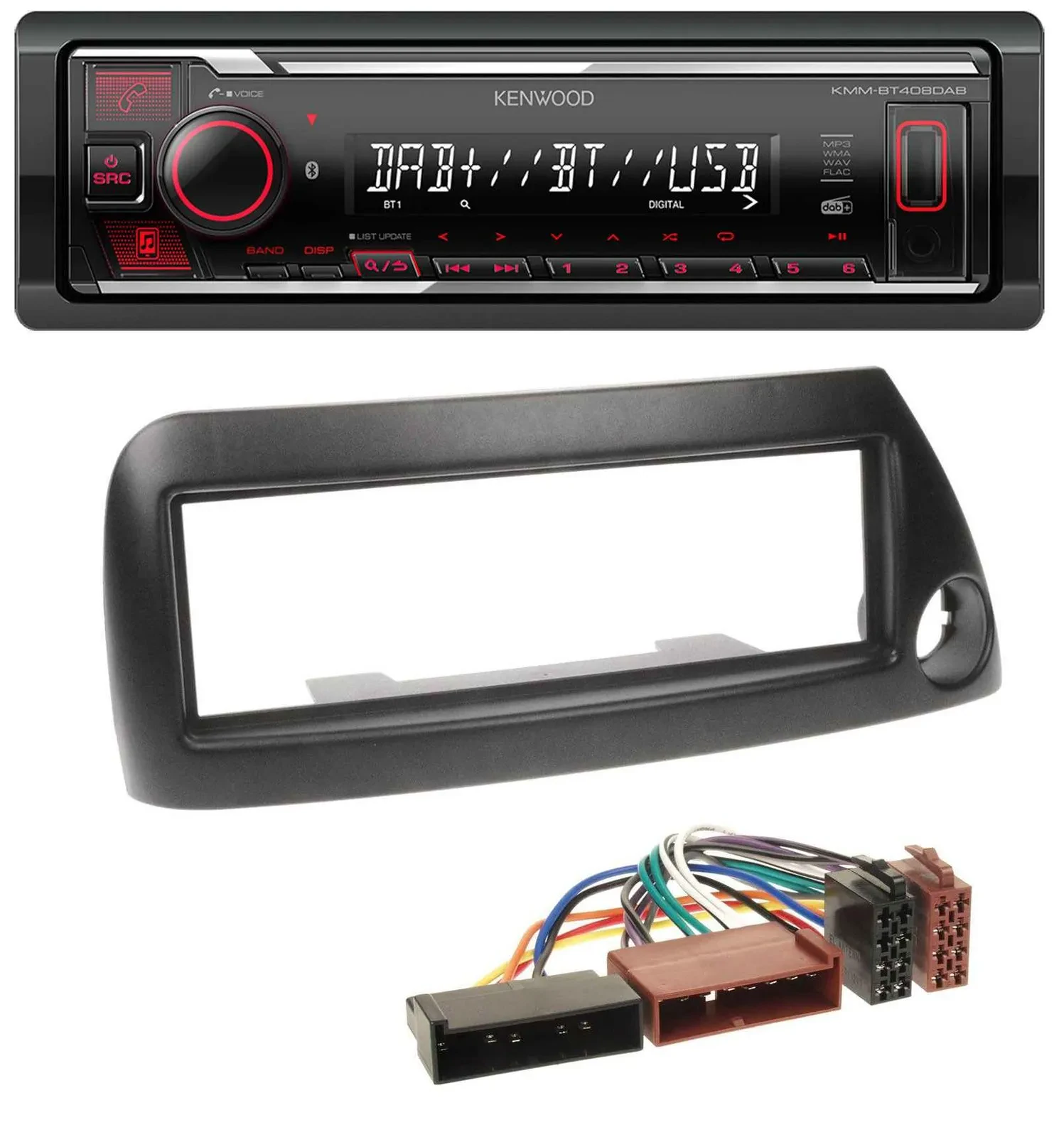 Kenwood MP3 Bluetooth USB DAB Autoradio für Ford Ka (bis 2008) - schwarz