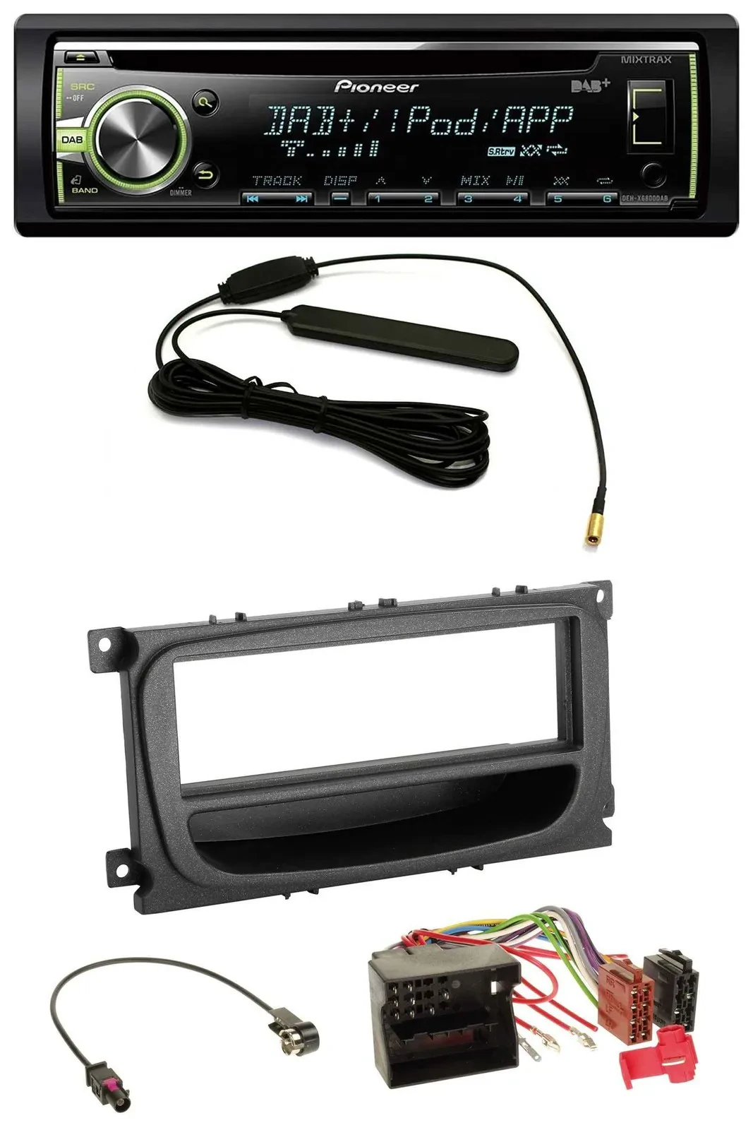 Автомагнитола Pioneer для Ford Mondeo/S-Max (2007–2014) MP3 CD USB DAB AUX, черная, с карманом