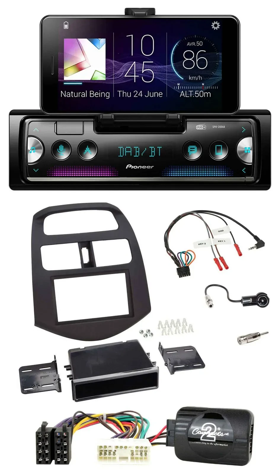 Pioneer USB Lenkrad Bluetooth DAB Autoradio für Chevrolet Spark KLM 2012-2013