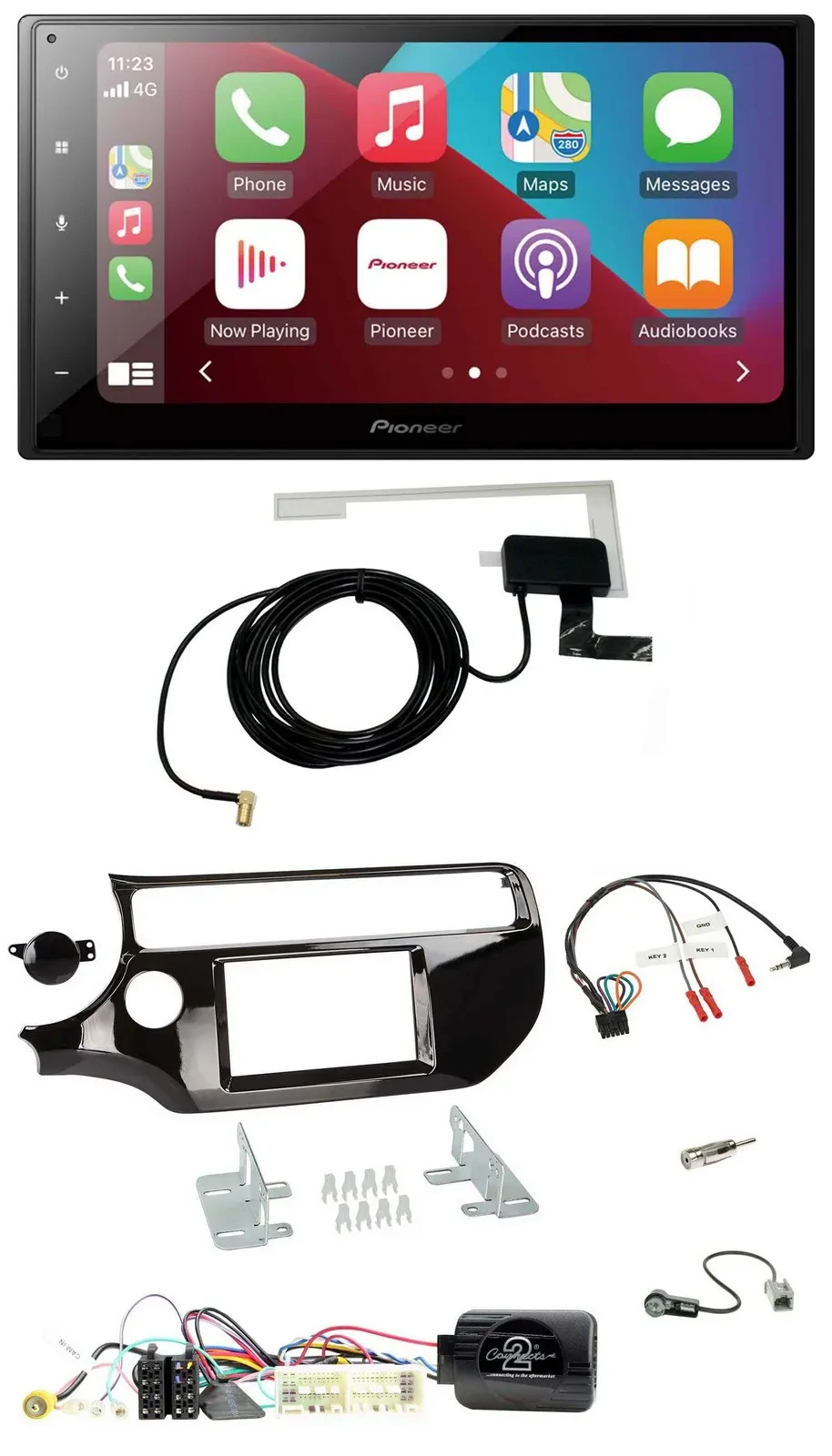 Pioneer USB Bluetooth DAB Lenkrad 2DIN Autoradio für Kia Rio UB 2017-2023 piano