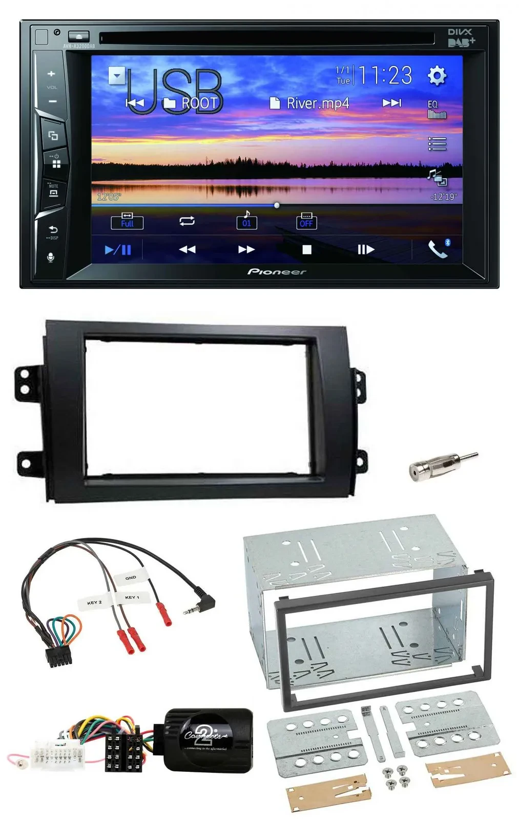 Автомагнитола Pioneer 2DIN Bluetooth USB DVD DAB для Fiat Sedici, Suzuki SX4