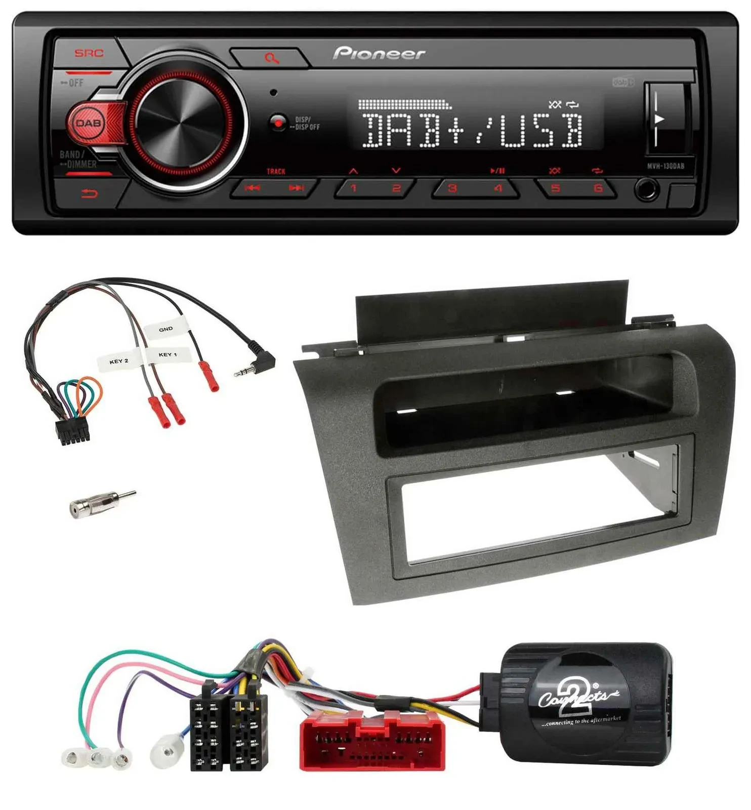 Pioneer MP3 1DIN DAB USB Lenkrad Autoradio für Mazda 3 (2003-2009)