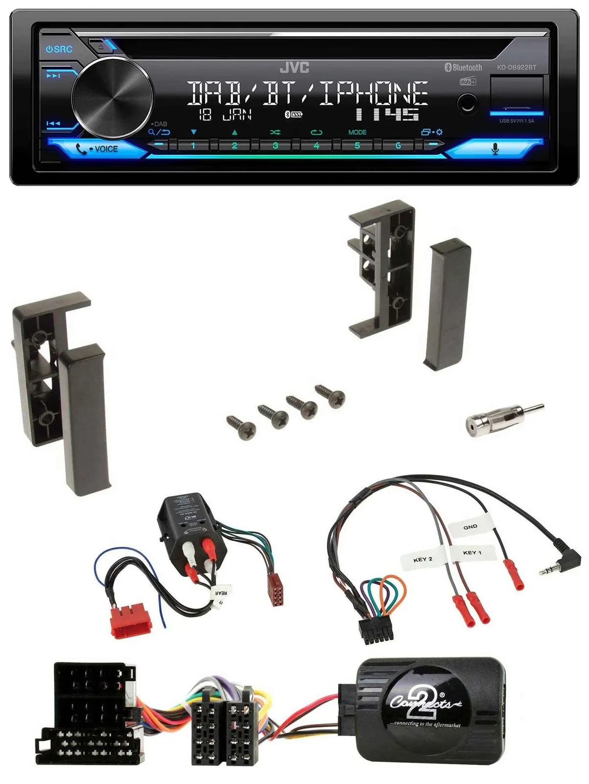 JVC Bluetooth Lenkrad USB DAB CD Autoradio für Audi A3 A4 A6 99-00 BOSE-Vollakti