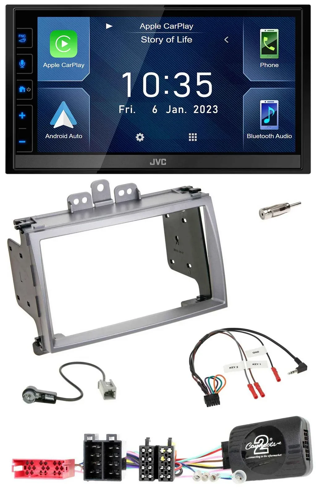 JVC DAB Bluetooth Lenkrad USB 2DIN Autoradio für Hyundai i20 2009-2012 silber