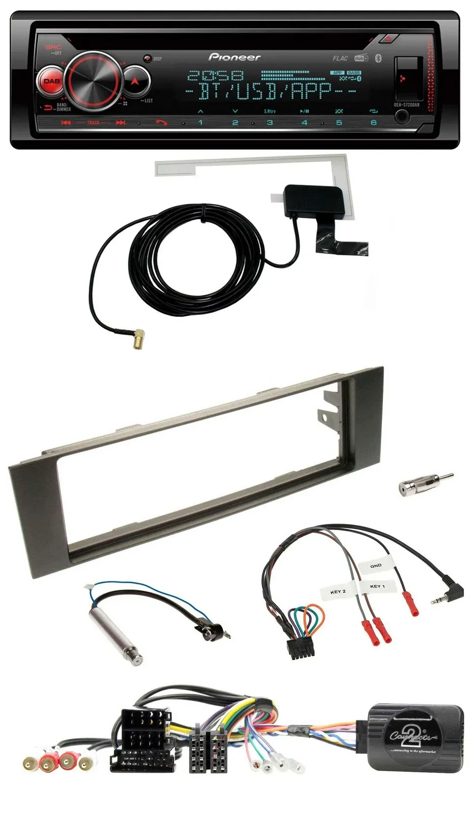 Автомагнитола Pioneer DAB, CD, USB, Bluetooth для Audi A3 (2003–2006) с поддержкой кнопок на руле