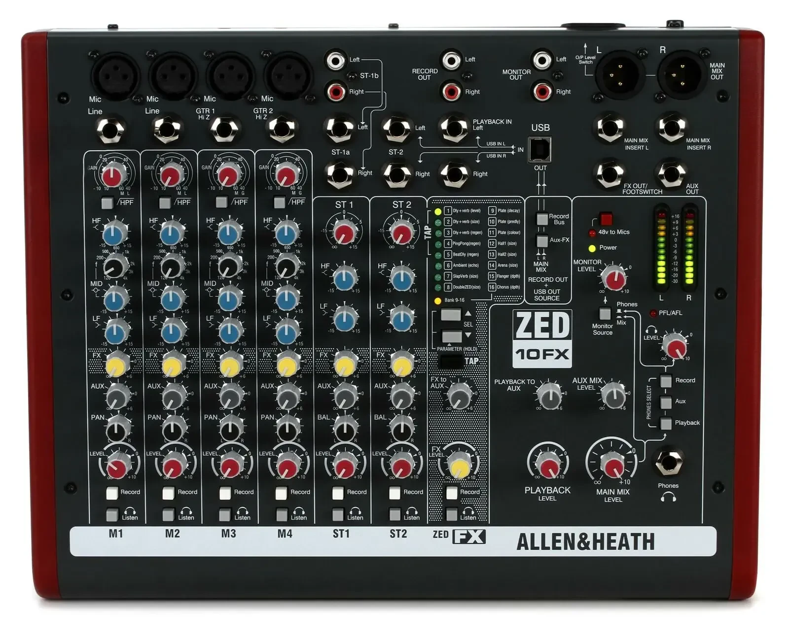 Аналоговый микшер Allen & Heath ZED-10FX 10-channel Mixer with USB Audio Interface and Effects