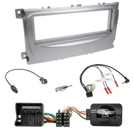 Einbauset Lenkradadapter DIN Autoradio für Ford S-Max Mondeo 2007-2014 silber