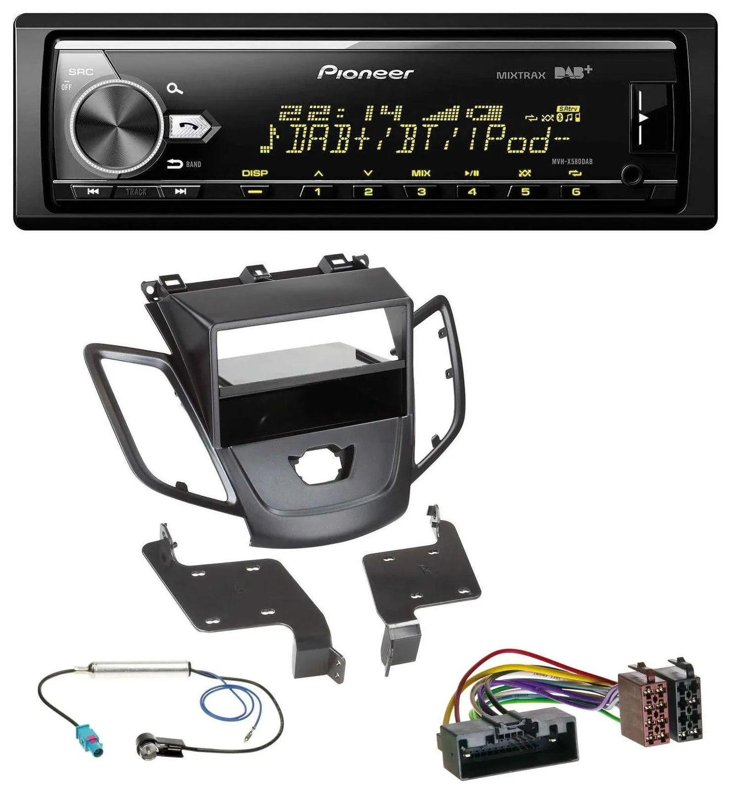 Pioneer Bluetooth USB DAB MP3 Autoradio für Ford Fiesta 10-17 JA8 ohne Display s