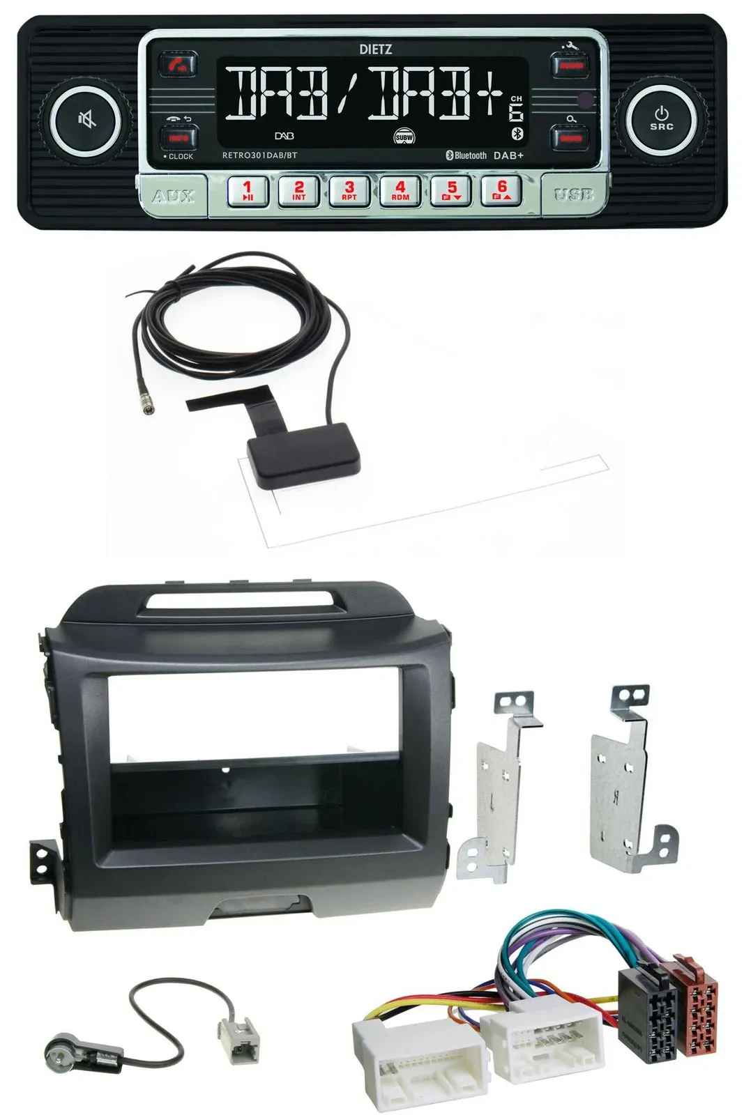 Dietz DAB Bluetooth USB MP3 Autoradio für Kia Sportage 3 SL 10-15 schwarz