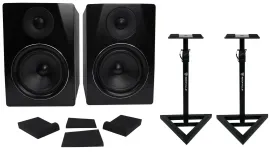 Pair Rockville APM6B 6.5" 2-Way 350 Watt Powered USB Studio Monitors+Stands+Pads