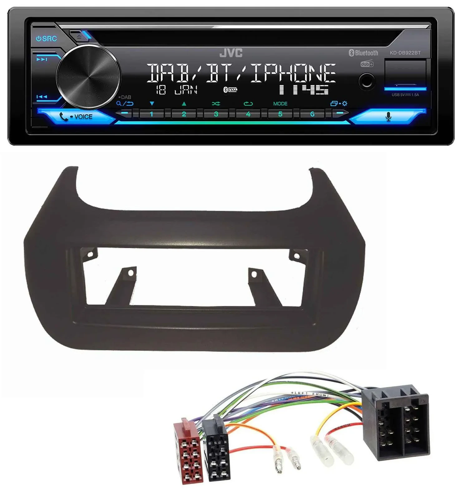 JVC Bluetooth MP3 USB DAB CD Autoradio für Citroen Nemo Fiat Fiorino Qubo Peugeo