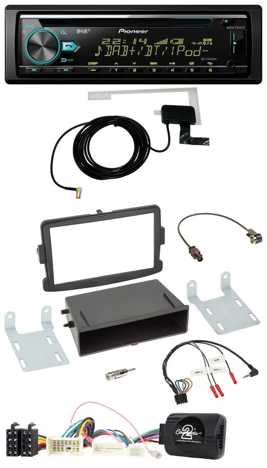 Автомагнитола для Dacia Logan/Sandero Pioneer CD/USB/DAB, черная, поддержка кнопок на руле