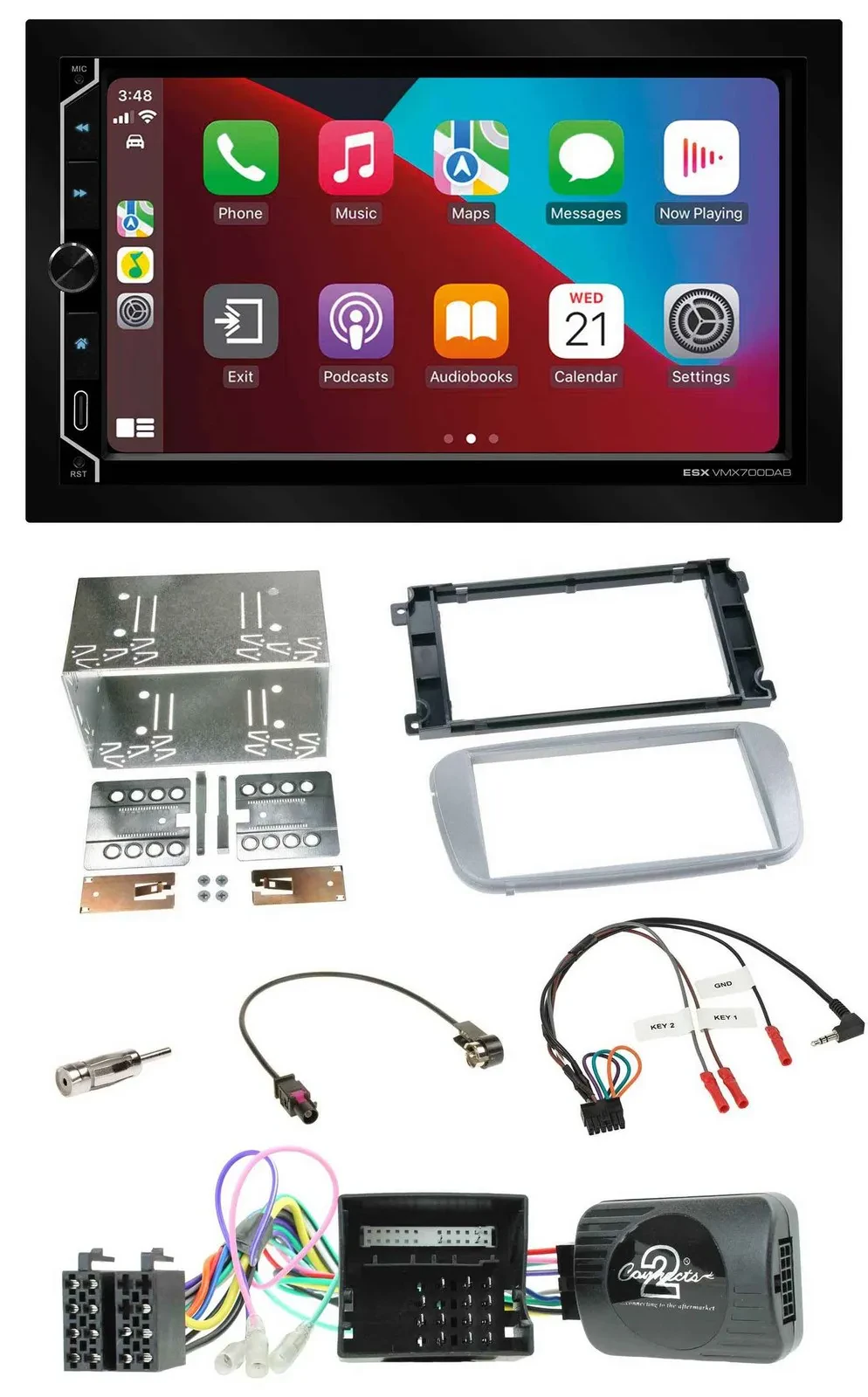 ESX 2DIN DAB USB Lenkrad Bluetooth Autoradio für Ford Mondeo S-Max Profi silber
