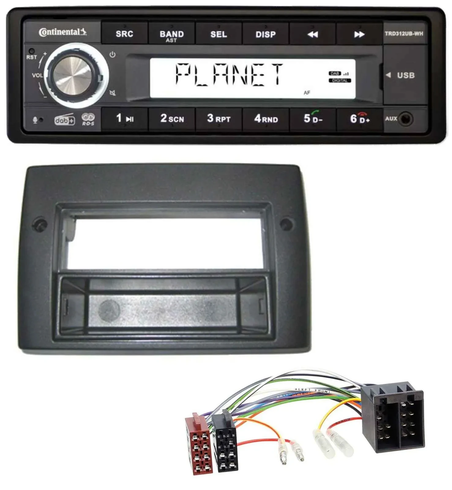 Continental USB 1DIN AUX DAB MP3 Autoradio für Fiat Stilo 192 01-08 Profiversion