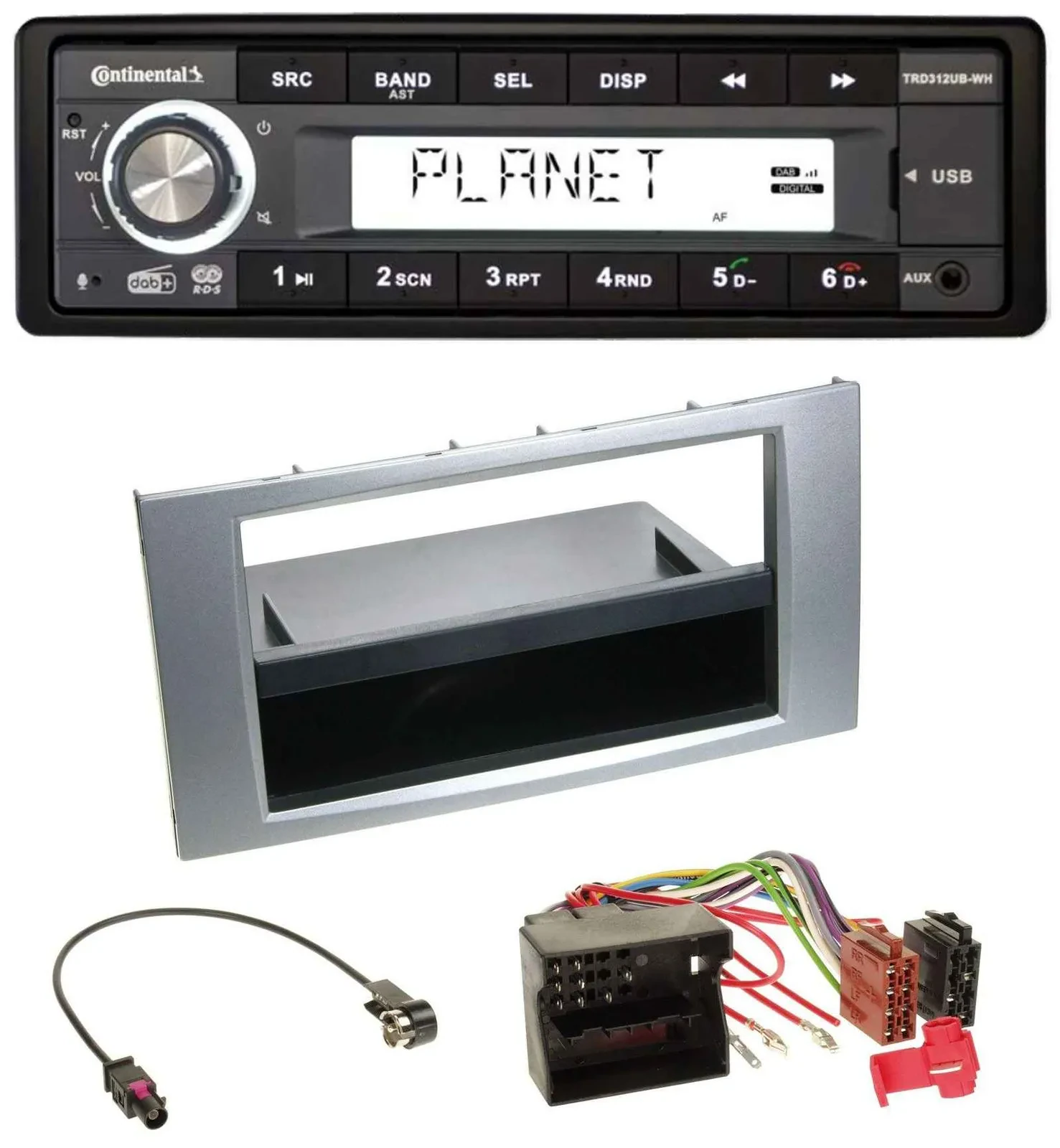Автомагнитола Continental 1DIN USB AUX DAB MP3 для Ford Galaxy/Focus/C-Max/S-Max (с 2003)