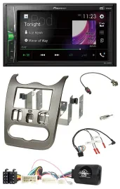 Pioneer 2DIN Lenkrad DAB USB Bluetooth Autoradio für Dacia ab 2012 dunkelsilber