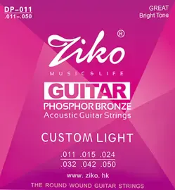 Струны для акустической гитары Ziko DP-011 Custom Light 11-50