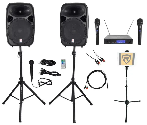 Rockville Dual 15" iphone/ipad/Android/Laptop/Tablet Pro Karaoke Machine/System