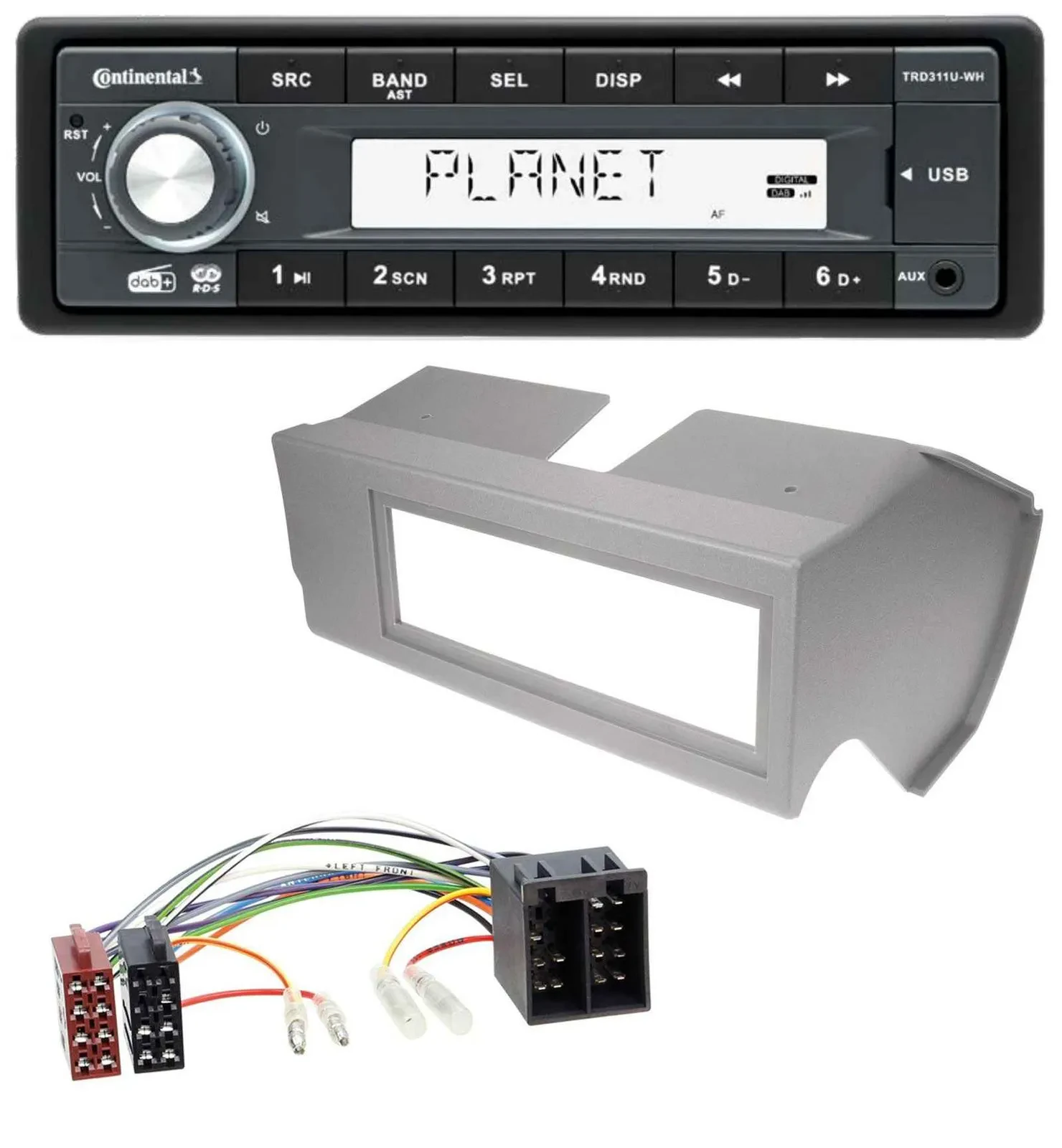 Continental MP3 AUX USB DAB 1DIN Autoradio für Fiat Panda (bis 2002) - grau