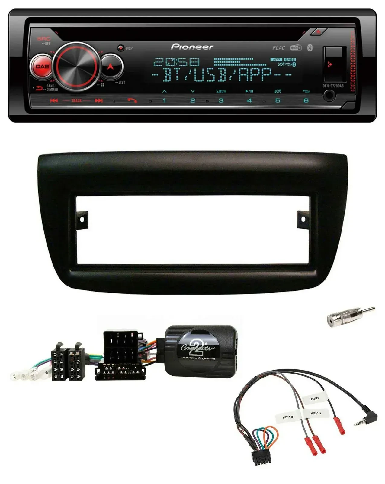 Автомагнитола Pioneer DAB, CD, Bluetooth, USB для Fiat Doblo (2012–2015), черный