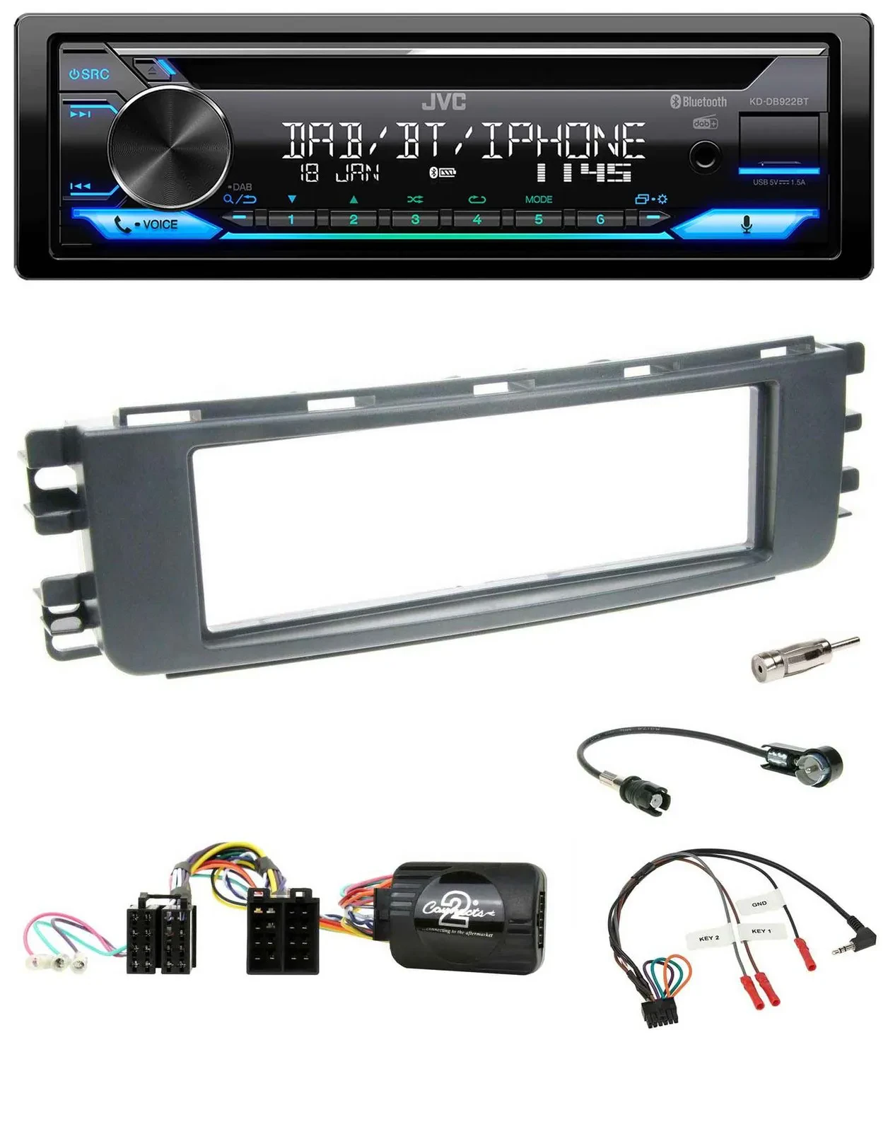 JVC Bluetooth Lenkrad USB DAB CD Autoradio für Smart ForFour 04-06 W454 Audio 20