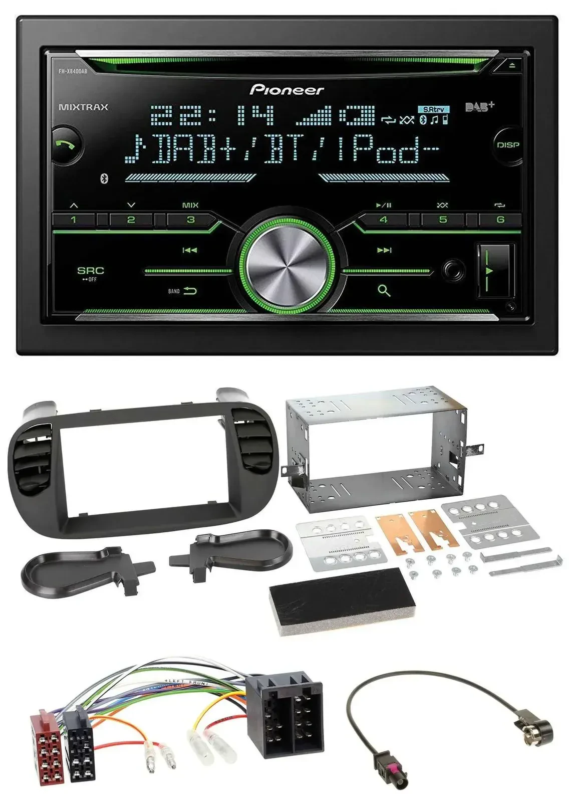 Автомагнитола Pioneer 2 DIN Bluetooth DAB USB CD для Fiat 500 (ISO, с 2012)