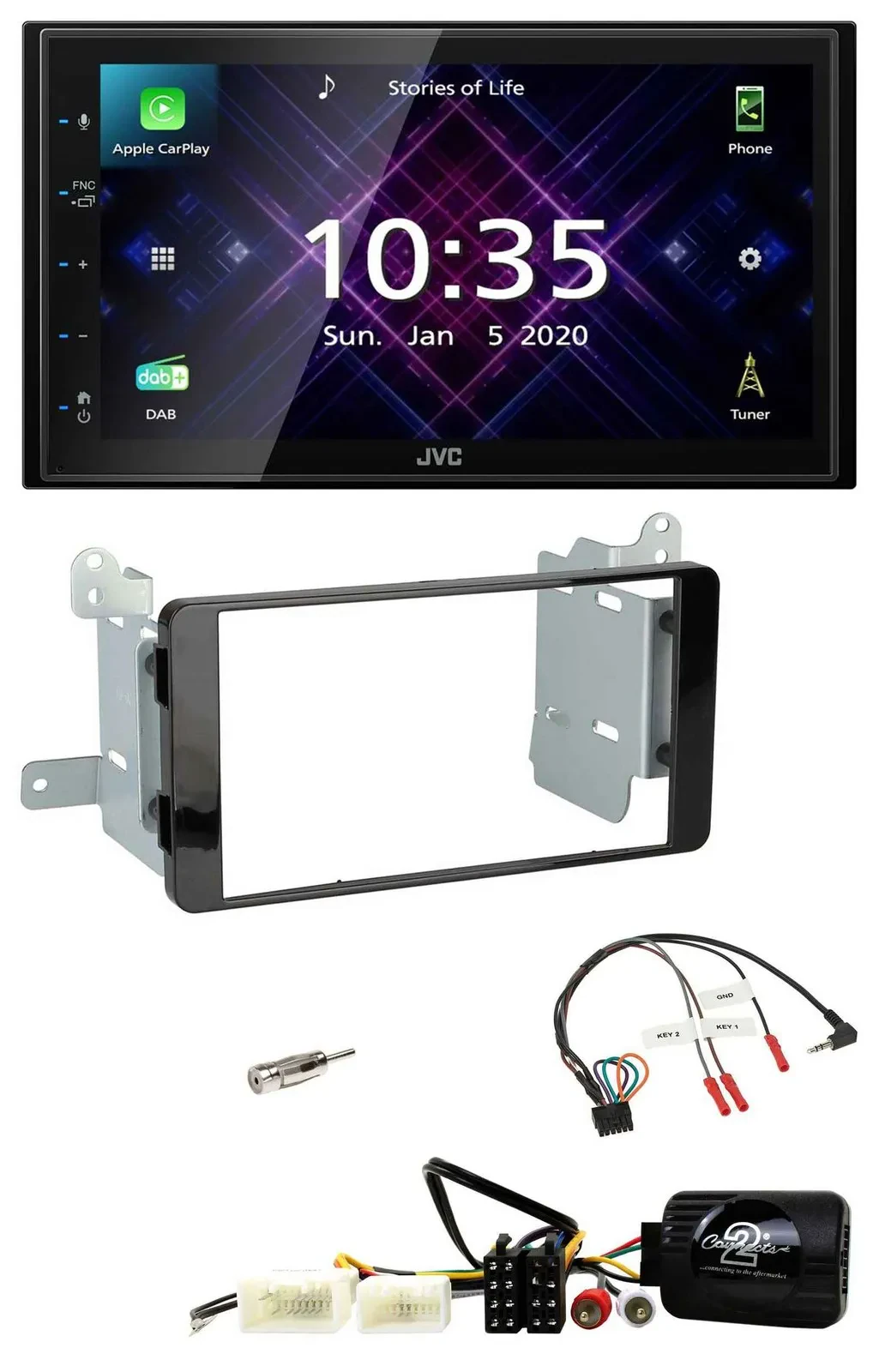 JVC DAB 2DIN Lenkrad Bluetooth USB Autoradio für Mitsubishi L200 ab 10/2015
