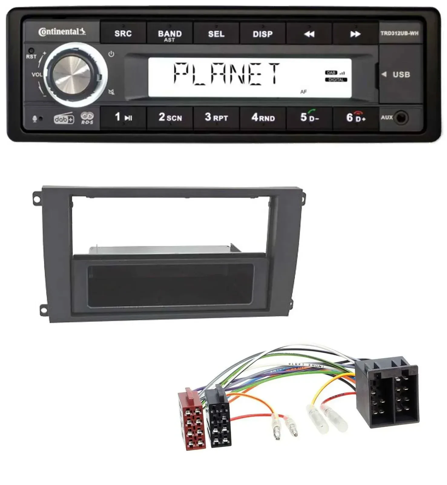 Автомагнитола Continental 1DIN, DAB, USB, AUX, MP3 для Porsche Cayenne (2002–2007)
