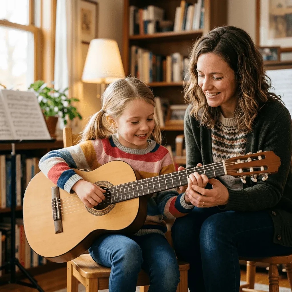 Как научить ребёнка играть на гитаре